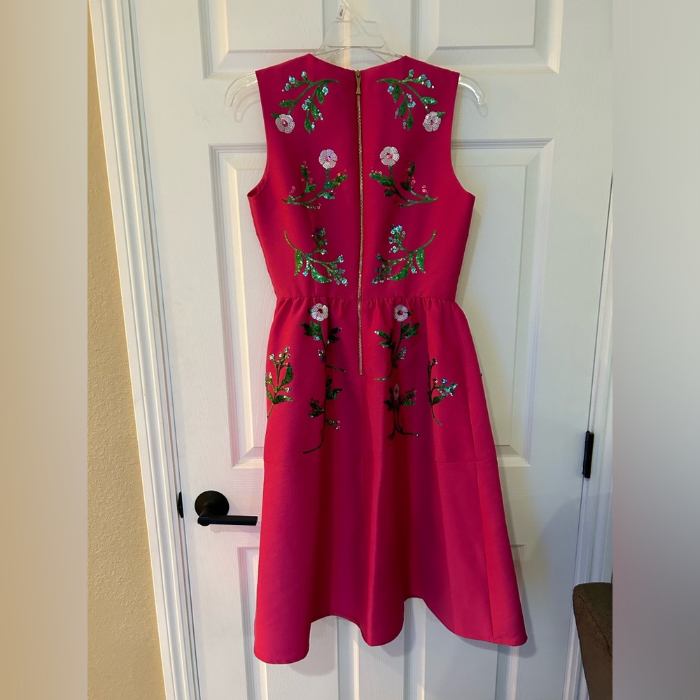 EUC Kate Spade Pink Embellished Floral Dress Size 2 - Picture 7 of 11